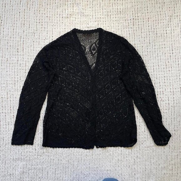 Vintage Hand Crocheted Cardigan Sweater - Size Large - Picture 1 of 5